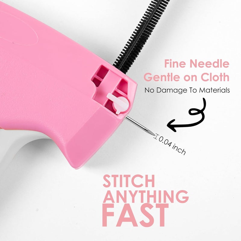 Scopck Stitch Gun for Clothes - Handheld Stitch Gun Quick Clothing Fixer - Tagging Gun - Includes 6 Needle, 1000 Black Fasteners & 1000 White Fasteners (Pink/Orange) - Image 3